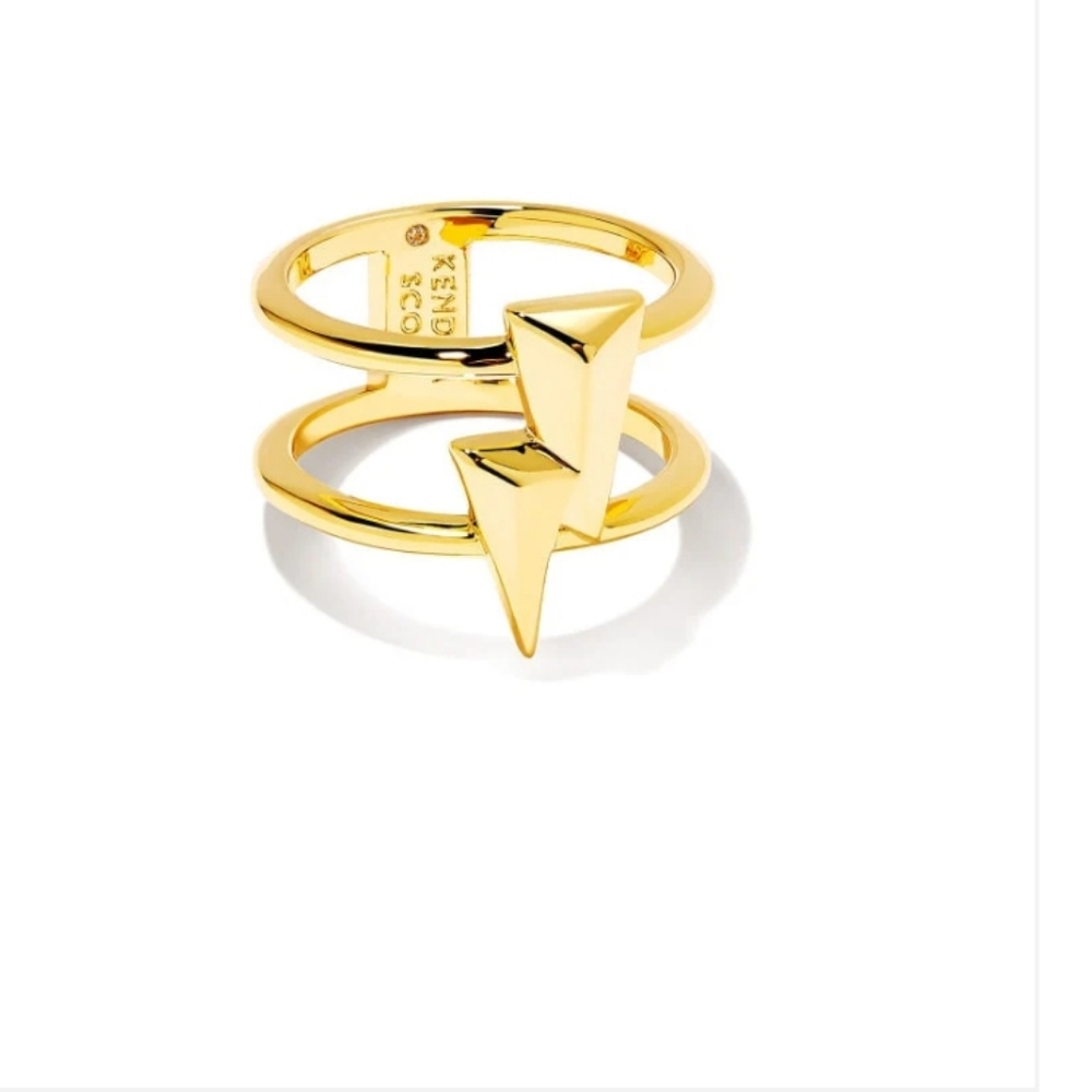 Kendra Scott Bolt Double Band Ring Gold Plated Sz 8 NWT